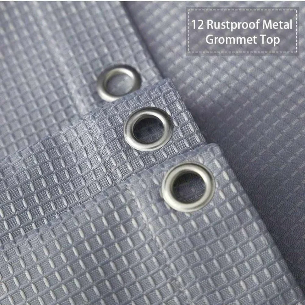 CAROMIO Grey Shower Curtain, Modern Waffle Weave Polyester Fabric Shower Curtain
